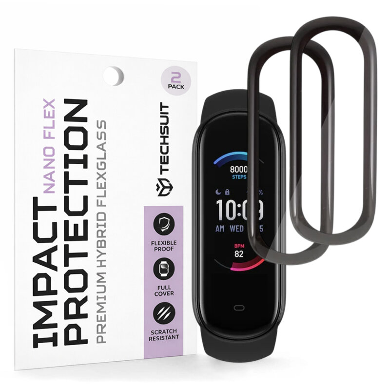 [Pachet 2x] Folie Amazfit Band 5 Techsuit Nano Flex, negru