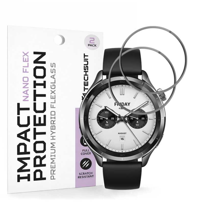 [Pachet 2x] Folie Xiaomi Watch S4 Techsuit Nano Flex, negru