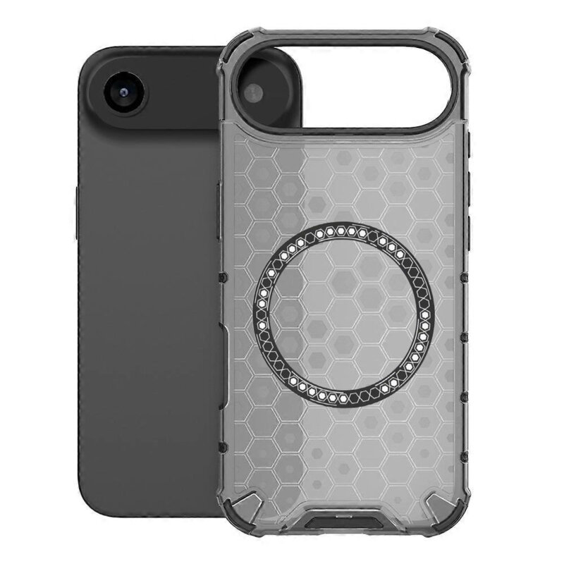 Husa transparenta iPhone 17 Air Techsuit HoneyComb Shield MagSafe, negru