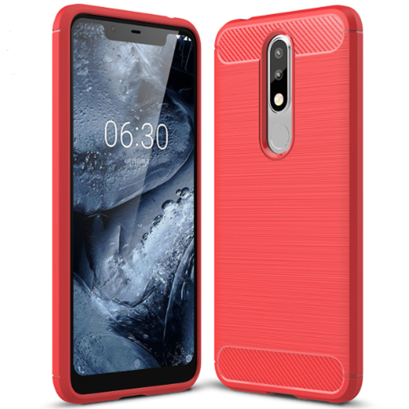 Husa Nokia X5 2018 Techsuit Carbon Silicone, rosu