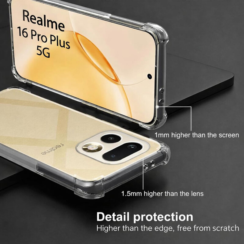 Husa Realme 16 Pro+ Techsuit Shockproof Clear Silicone, transparenta