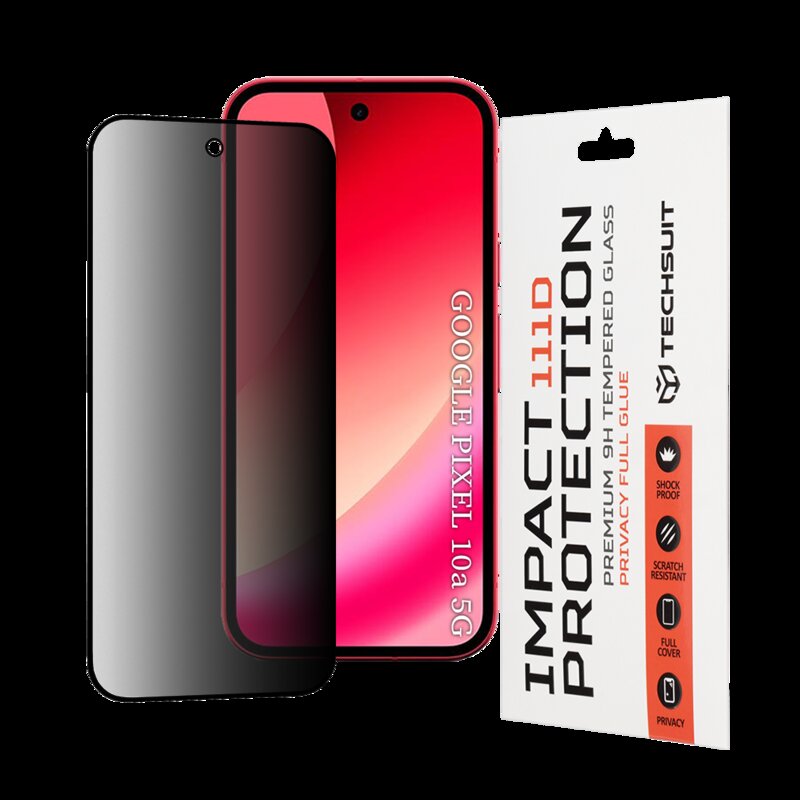 Folie sticla Google Pixel 10a Techsuit 111D Privacy Full Glue, negru