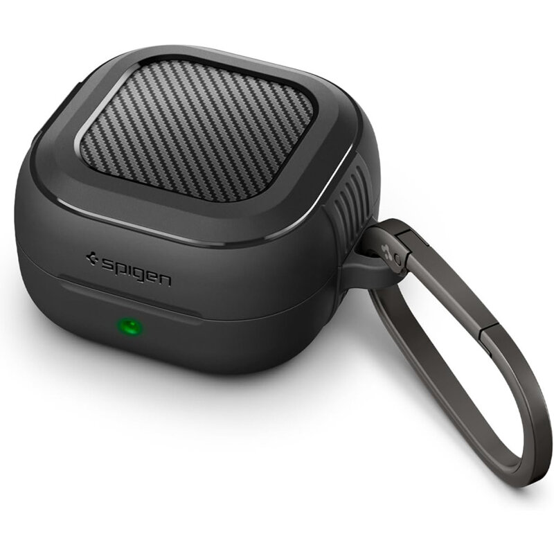 Husa Samsung Galaxy Buds 4 Spigen Rugged Armor, holder metalic, negru