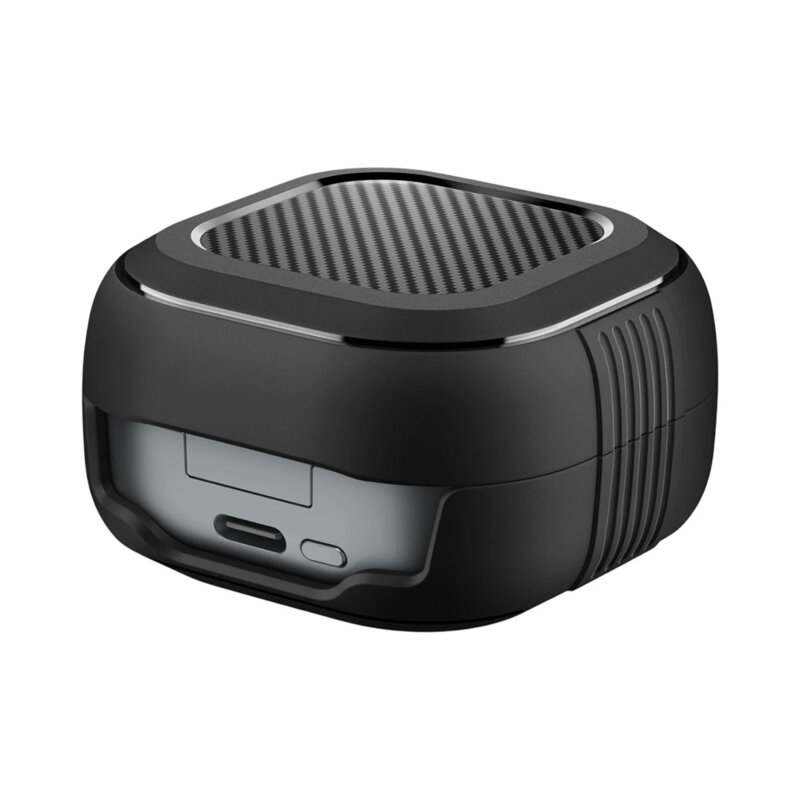 Husa Samsung Galaxy Buds 4 Spigen Rugged Armor, holder metalic, negru