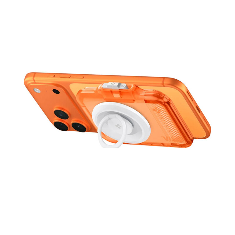 Portofel magnetic pentru telefon Spigen TinTap MagFit+, transparent/portocaliu, AFA11381