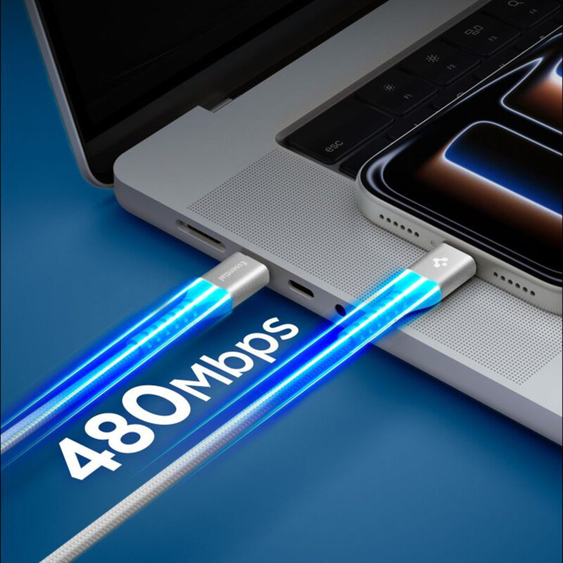 Cablu Type-C Fast Charging Spigen, 100W, 1m, alb, EB10010CCA