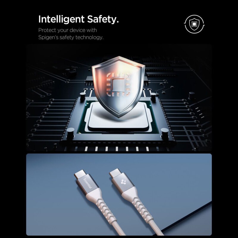 Cablu Type-C Fast Charging Spigen, 100W, 1m, alb, EB10010CCA