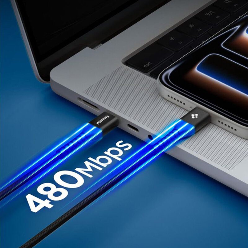 Cablu Type-C Fast Charging Spigen, 100W, 1m, negru, EB10010CCA