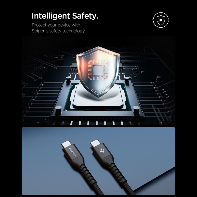 Cablu Type-C Fast Charging Spigen, 100W, 1m, negru, EB10010CCA