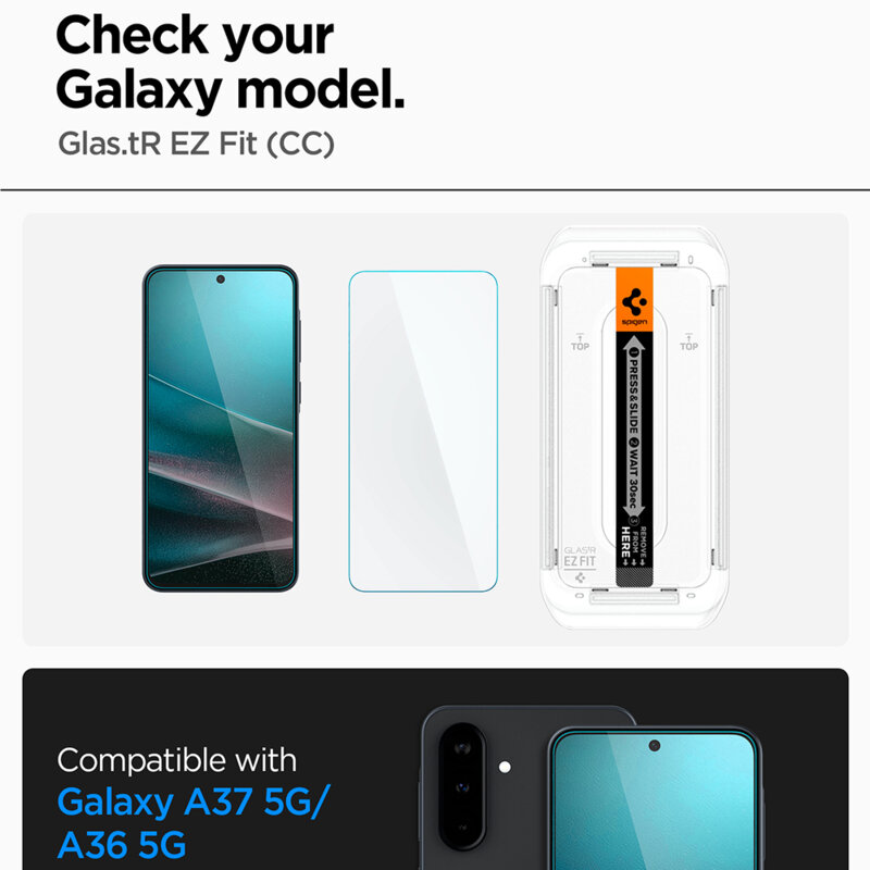 Folie Samsung Galaxy A36 5G Spigen Glas.tR EZ Fit HD, transparenta