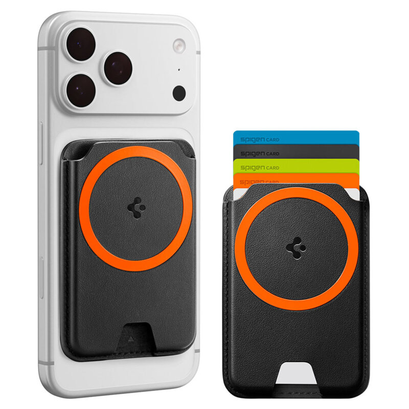 Portofel magnetic pentru telefon Spigen, negru/portocaliu, AFA11336
