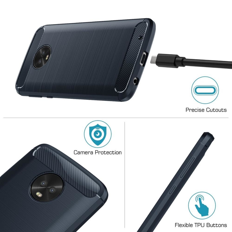 Husa Motorola Moto G6 Plus TPU Carbon Albastru