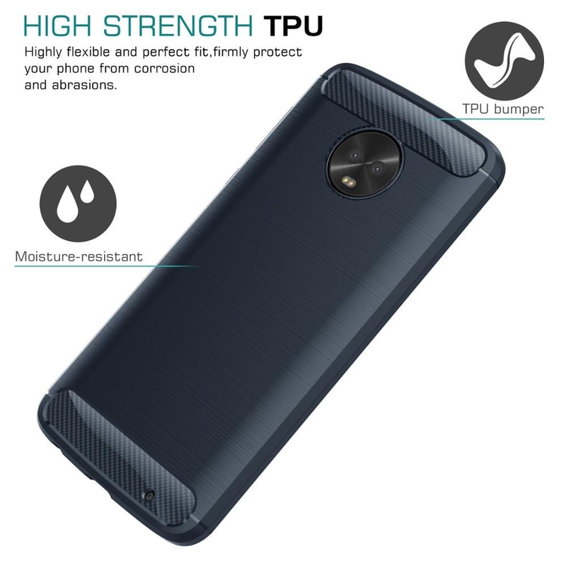Husa Motorola Moto G6 Plus TPU Carbon Albastru