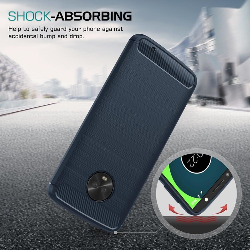 Husa Motorola Moto G6 Plus TPU Carbon Albastru