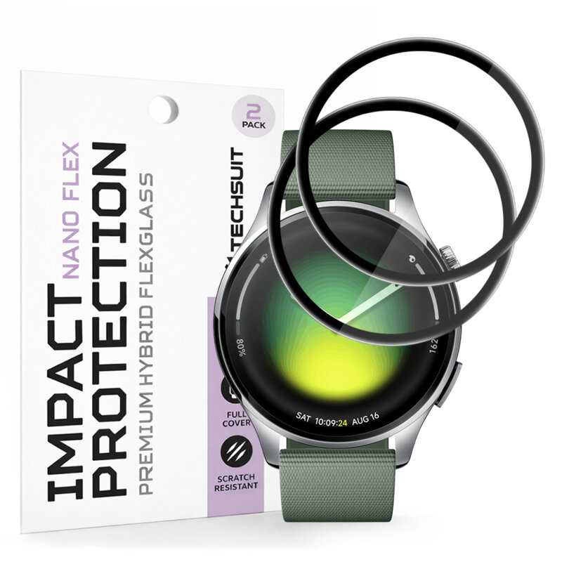 [Pachet 2x] Folie Xiaomi Watch 5 (47mm) Techsuit Nano Flex, negru