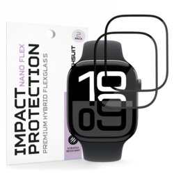 [Pachet 2x] Folie Apple Watch 10 46mm Techsuit Nano Flex, negru