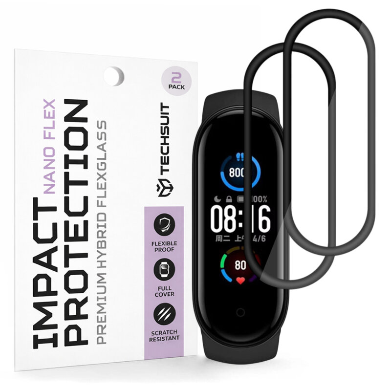 [Pachet 2x] Folie Xiaomi Mi Band 6 NFC Techsuit Nano Flex, negru