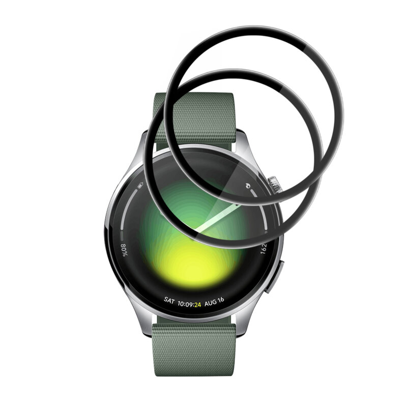 [Pachet 2x] Folie Xiaomi Watch 5 (47mm) Techsuit Nano Flex, negru