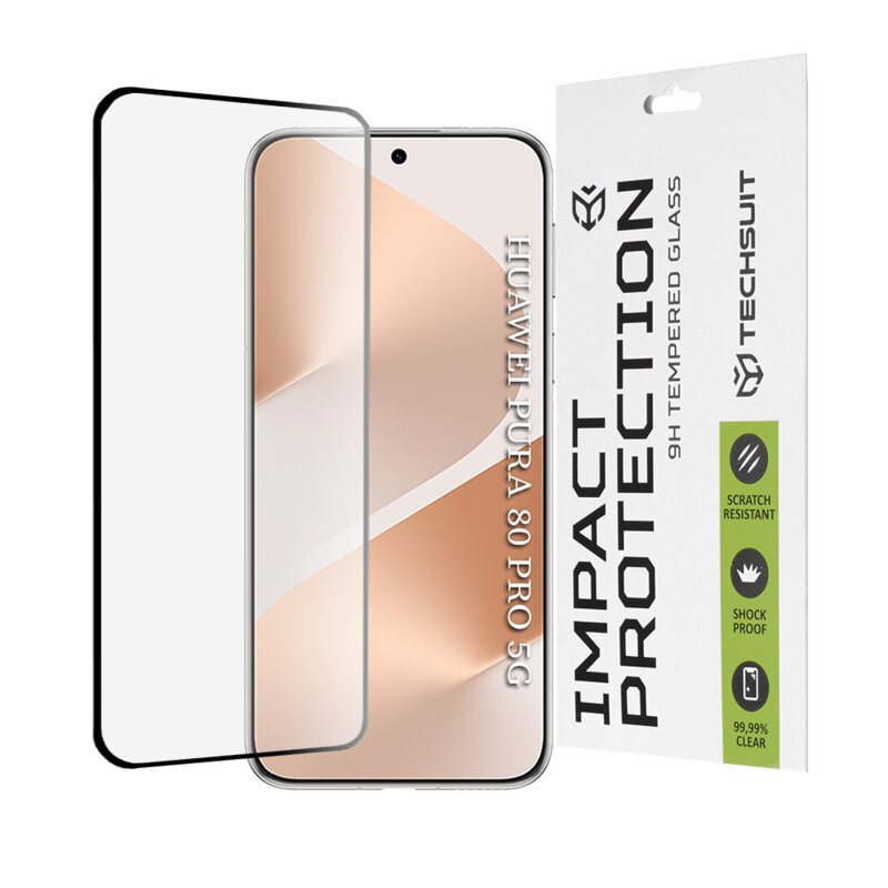 Folie sticla Huawei Pura 80 Pro Techsuit 111D Full Glue Full Cover, negru