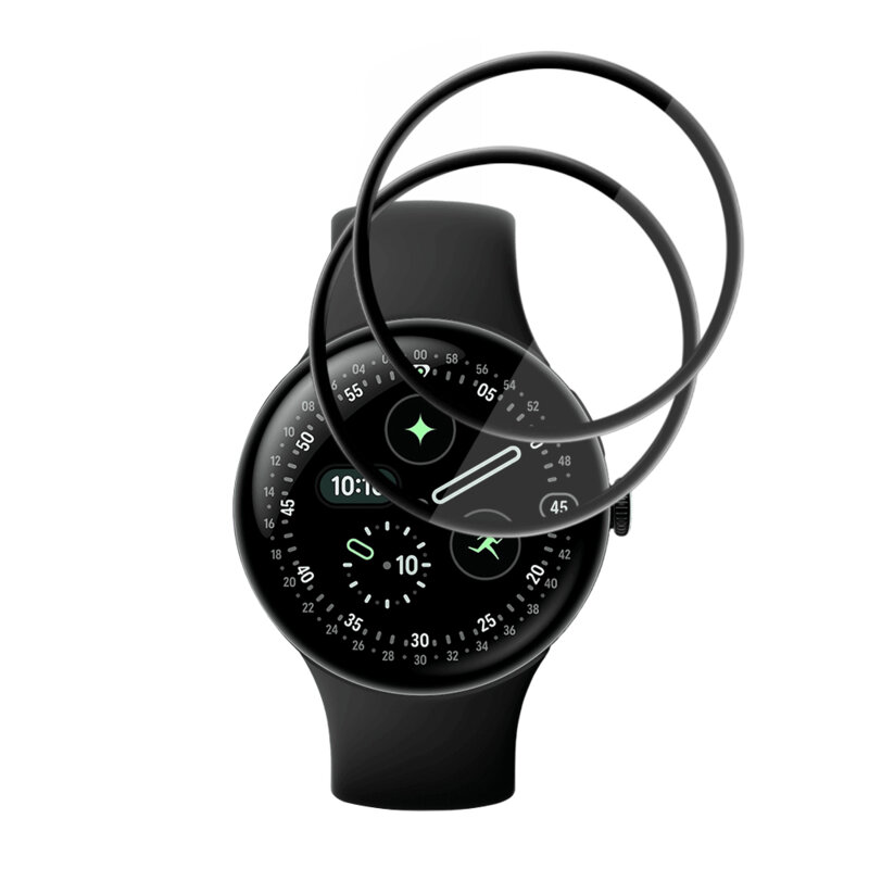 [Pachet 2x] Folie Google Pixel Watch 4 45mm Techsuit Nano Flex, negru
