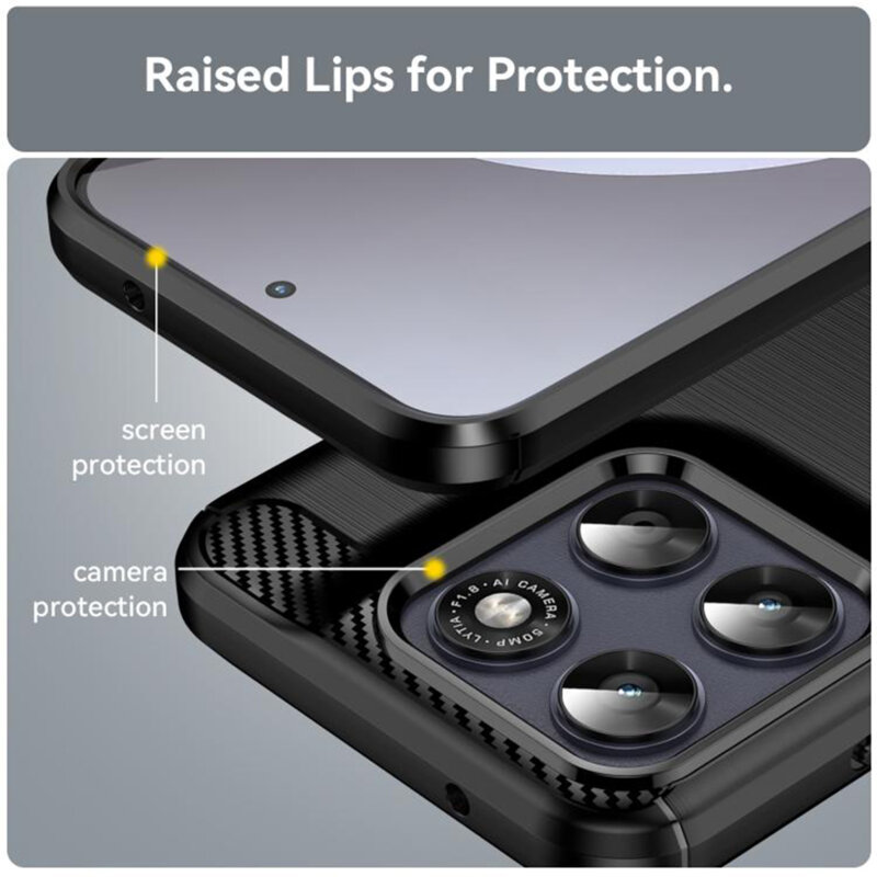 Husa Motorola Moto G77 Techsuit Carbon Silicone, negru