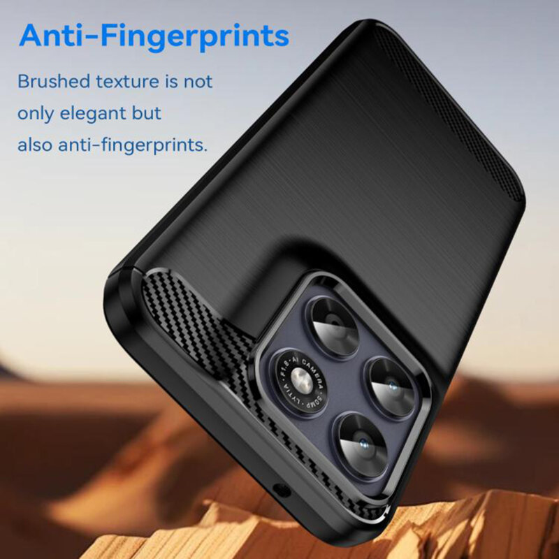 Husa Motorola Moto G67 Techsuit Carbon Silicone, negru