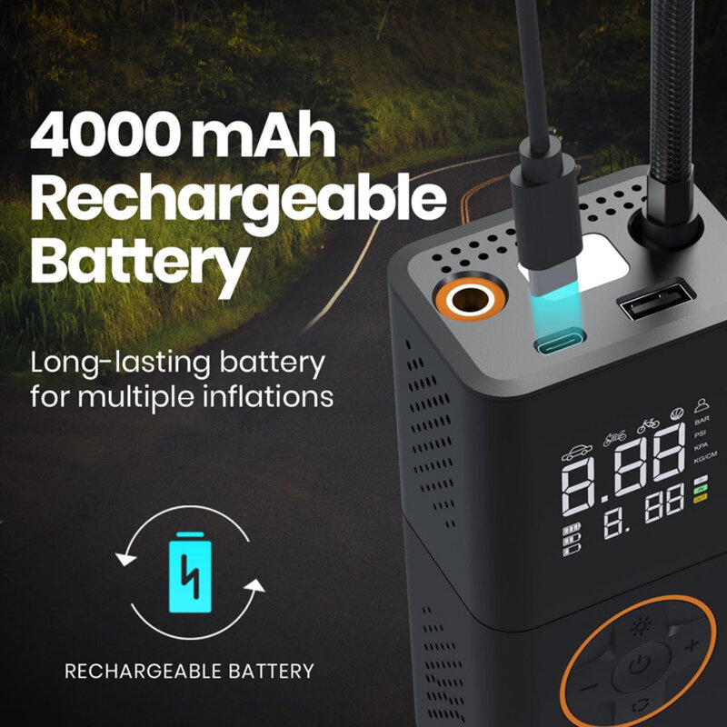 Compresor auto, baterie externa 4000mAh Techsuit AI1, negru