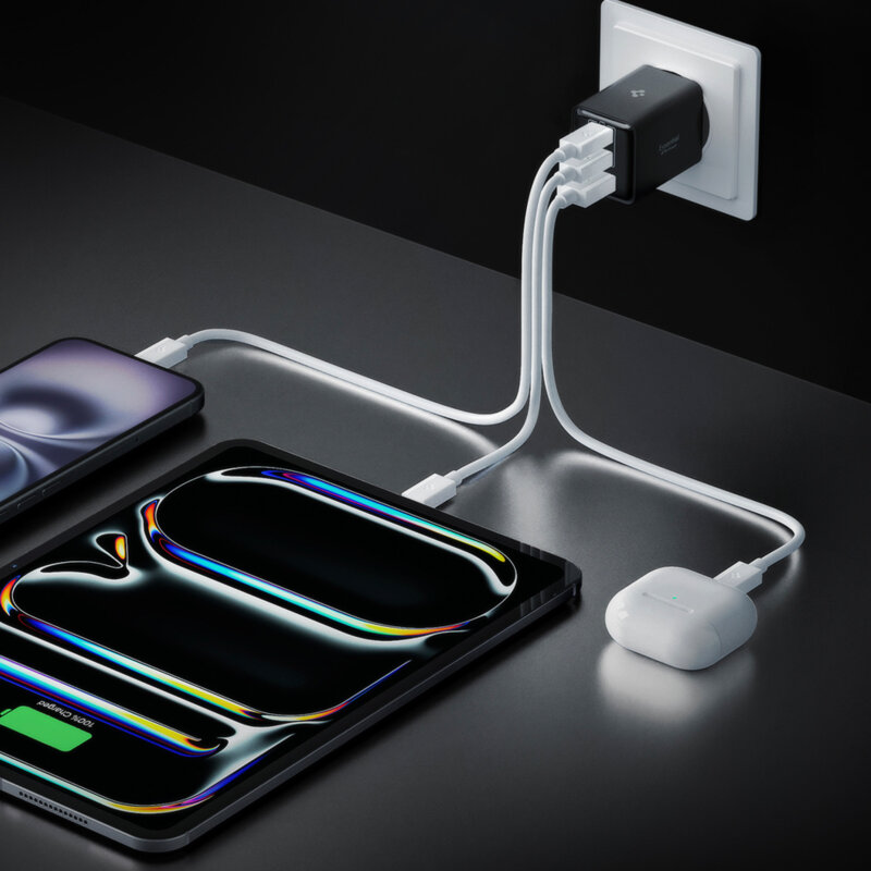 Incarcator USB, 2x Type-C Fast Charge Spigen, 47W, negru, EE473EU