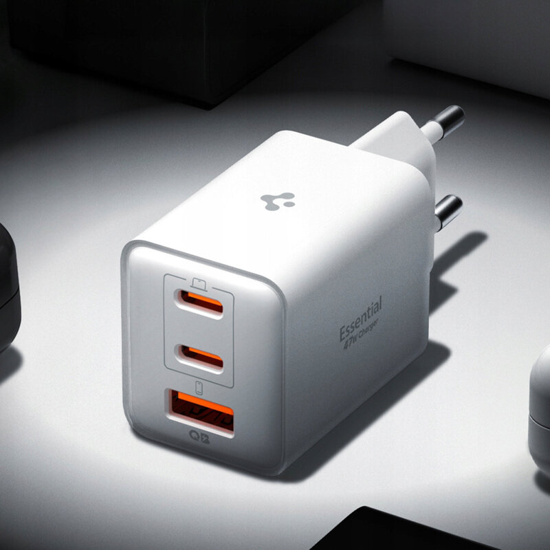 Incarcator USB, 2x Type-C Fast Charge Spigen, 47W, alb, EE473EU