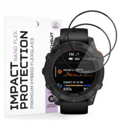 [Pachet 2x] Folie Garmin Fenix 7 Pro Solar Techsuit Nano Flex, negru