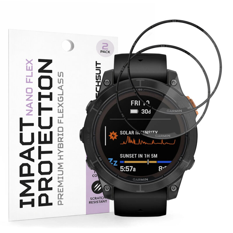 [Pachet 2x] Folie Garmin Fenix 7 Pro Solar Techsuit Nano Flex, negru