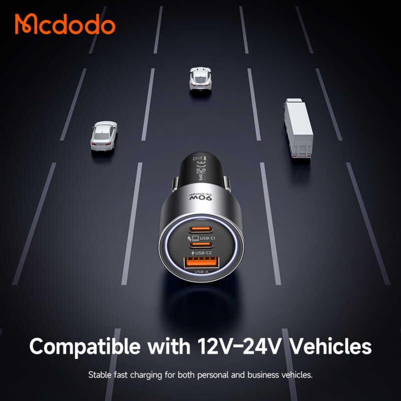 Incarcator auto compact 2x Type-C, USB, 90W, Mcdodo Cool Series, CC-3110