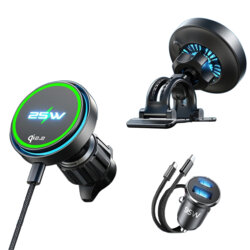 Suport auto 2in1 cu incarcare wireless, ventilatie 25W Lisen W116