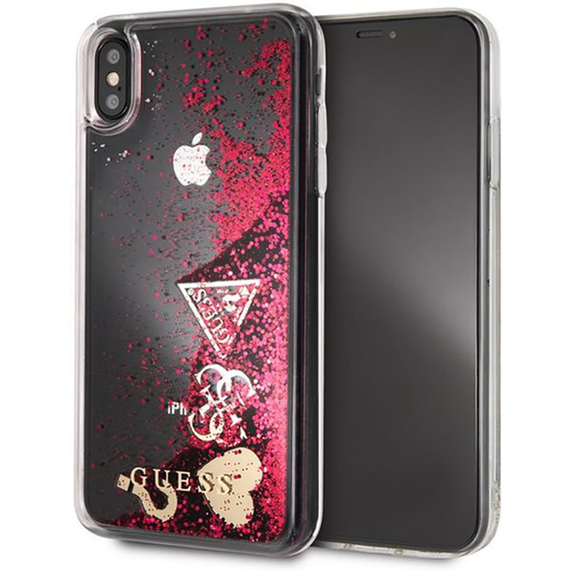 Bumper iPhone XS Max Guess Liquid Glitter- Rosu GUHCI65GLHFLRA