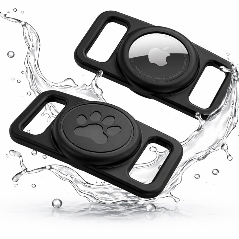 Husa AirTag waterproof pentru zgarda caini Techsuit DG1, negru