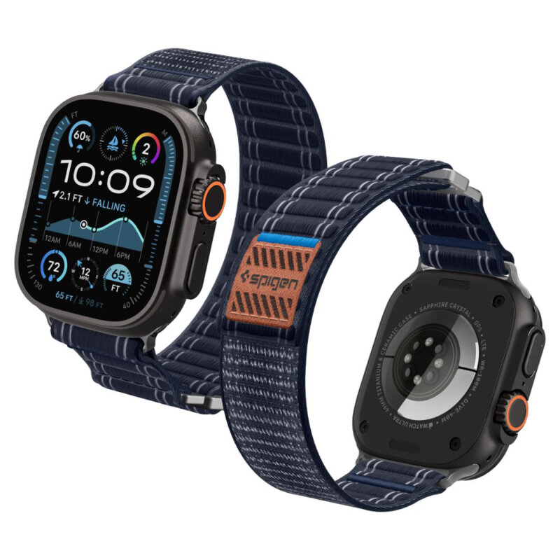 Curea Apple Watch 11 46mm Spigen WBF0, bleumarin
