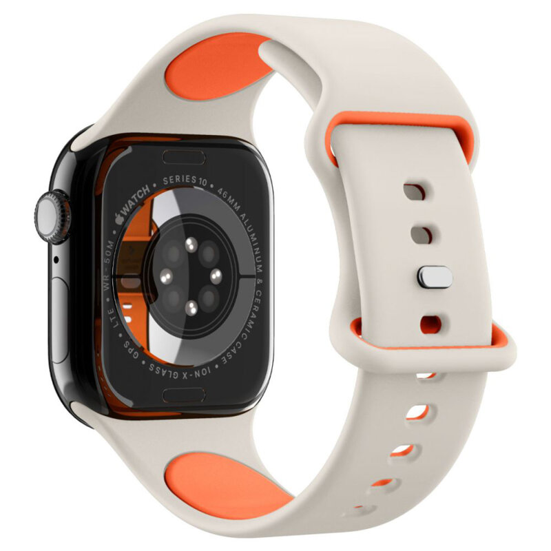 Curea Apple Watch 11 42mm Spigen Nano Pop, bej / portocaliu