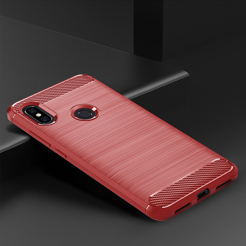 Husa Xiaomi Redmi Note 6 Pro TPU Carbon Rosu