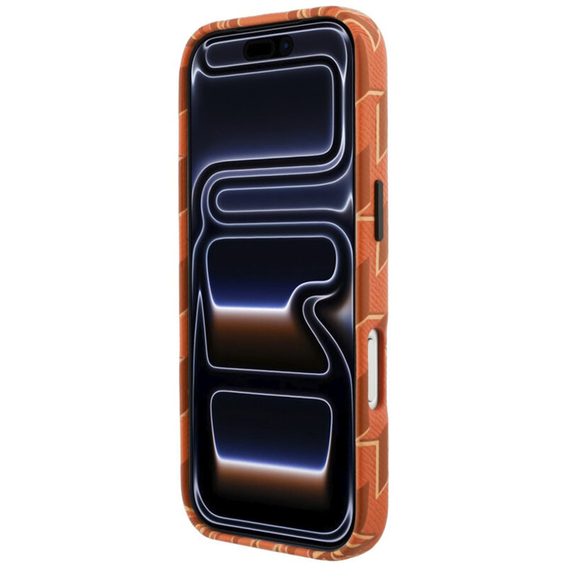 Husa iPhone 17 Pro Max Karl Lagerfeld Leather KL Monogram Logo MagSafe, portocaliu, KLHMP17X5PGKLMCO