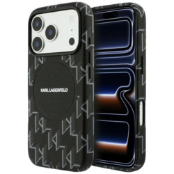 Husa iPhone 17 Pro Max Karl Lagerfeld Leather KL Monogram Logo MagSafe, negru, KLHMP17X5PGKLMCK