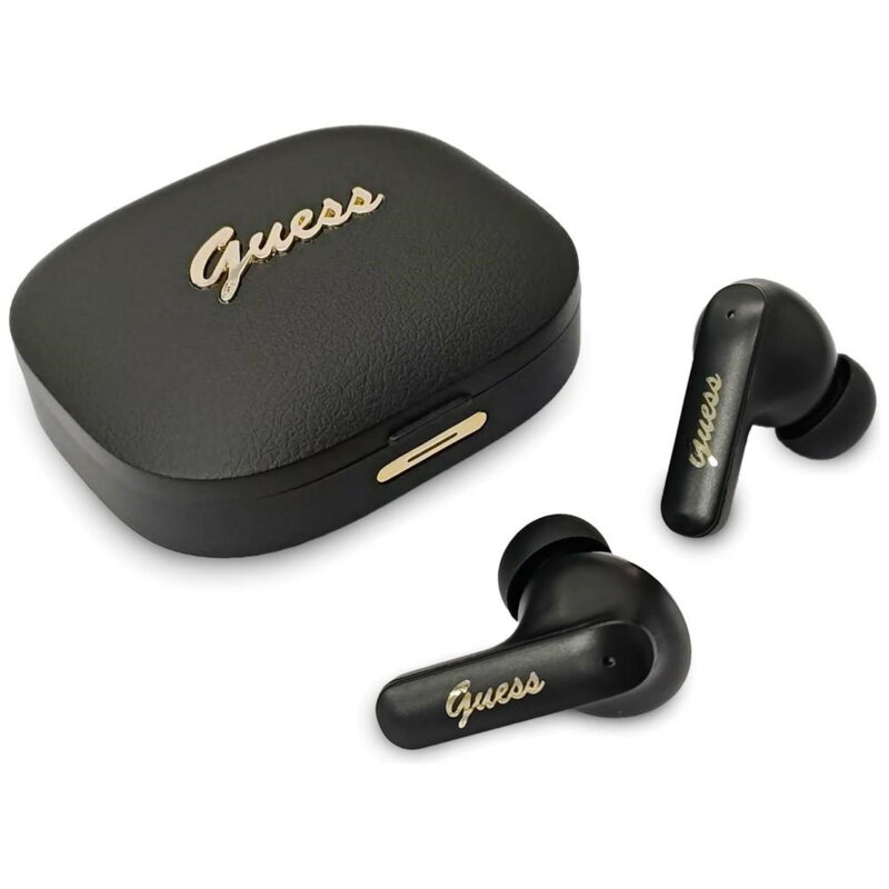 Casti Bluetooth Guess Script Metal Logo, negru, GUTWSX45PGSK