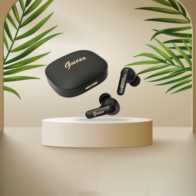 Casti Bluetooth Guess Script Metal Logo, negru, GUTWSX45PGSK