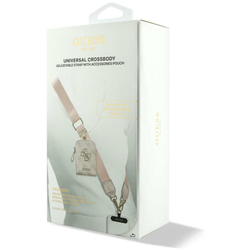 Lanyard telefon universal Guess 4G Metal Logo, roz, GUUCNKP4DGMP
