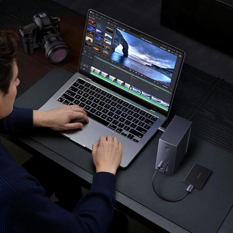 Hub 10in1, Type-C, USB, M2 NVMe, RJ45, PD100W Ugreen, 55735