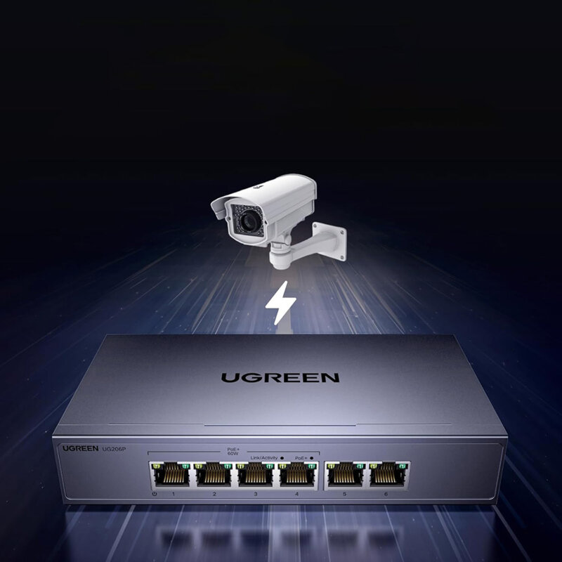 Switch, adaptor PoE, RJ45 Ugreen, 60W, 1000Mbps, 35371EU