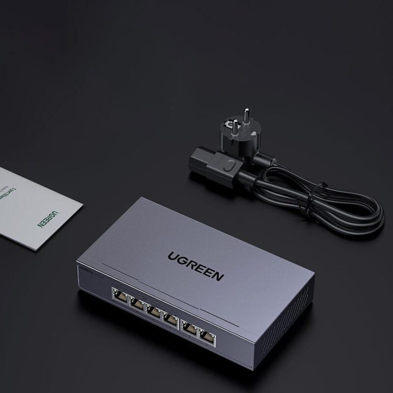 Switch, adaptor PoE, RJ45 Ugreen, 60W, 1000Mbps, 35371EU