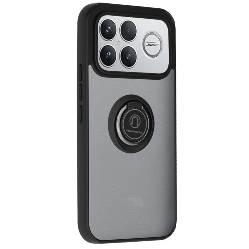 Husa Xiaomi Poco F8 Ultra Techsuit Glinth cu inel suport stand magnetic, negru