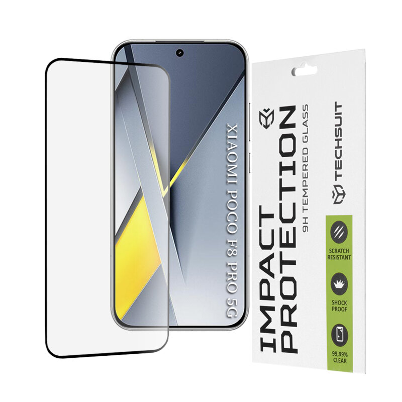 Folie sticla Xiaomi Poco F8 Pro Techsuit 111D Full Glue Full Cover, negru