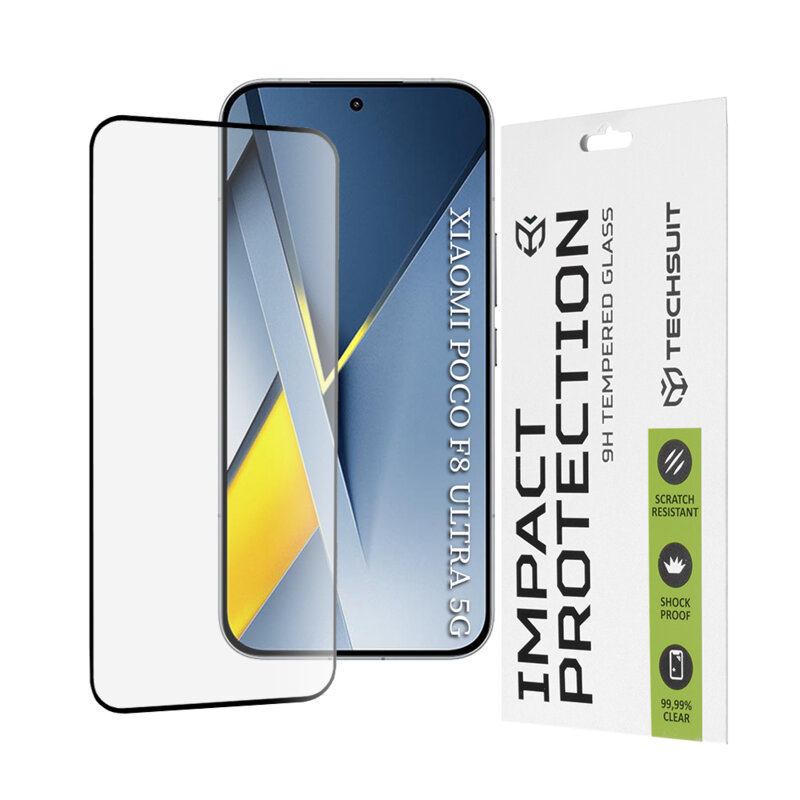 Folie sticla Xiaomi Poco F8 Ultra Techsuit 111D Full Glue Full Cover, negru