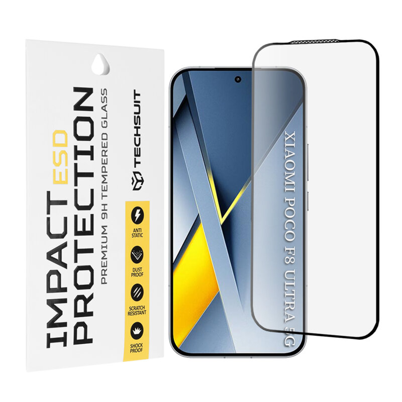 Folie sticla Xiaomi Poco F8 Ultra Techsuit ESD Glass, negru